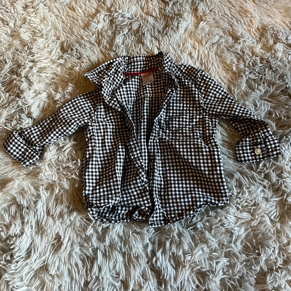 Carters black and white checkered infant top